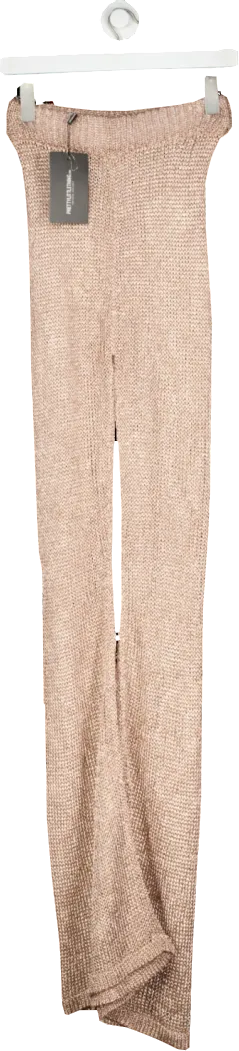 PrettyLittleThing Metallic Rose Gold Knit Beach Flares UK S