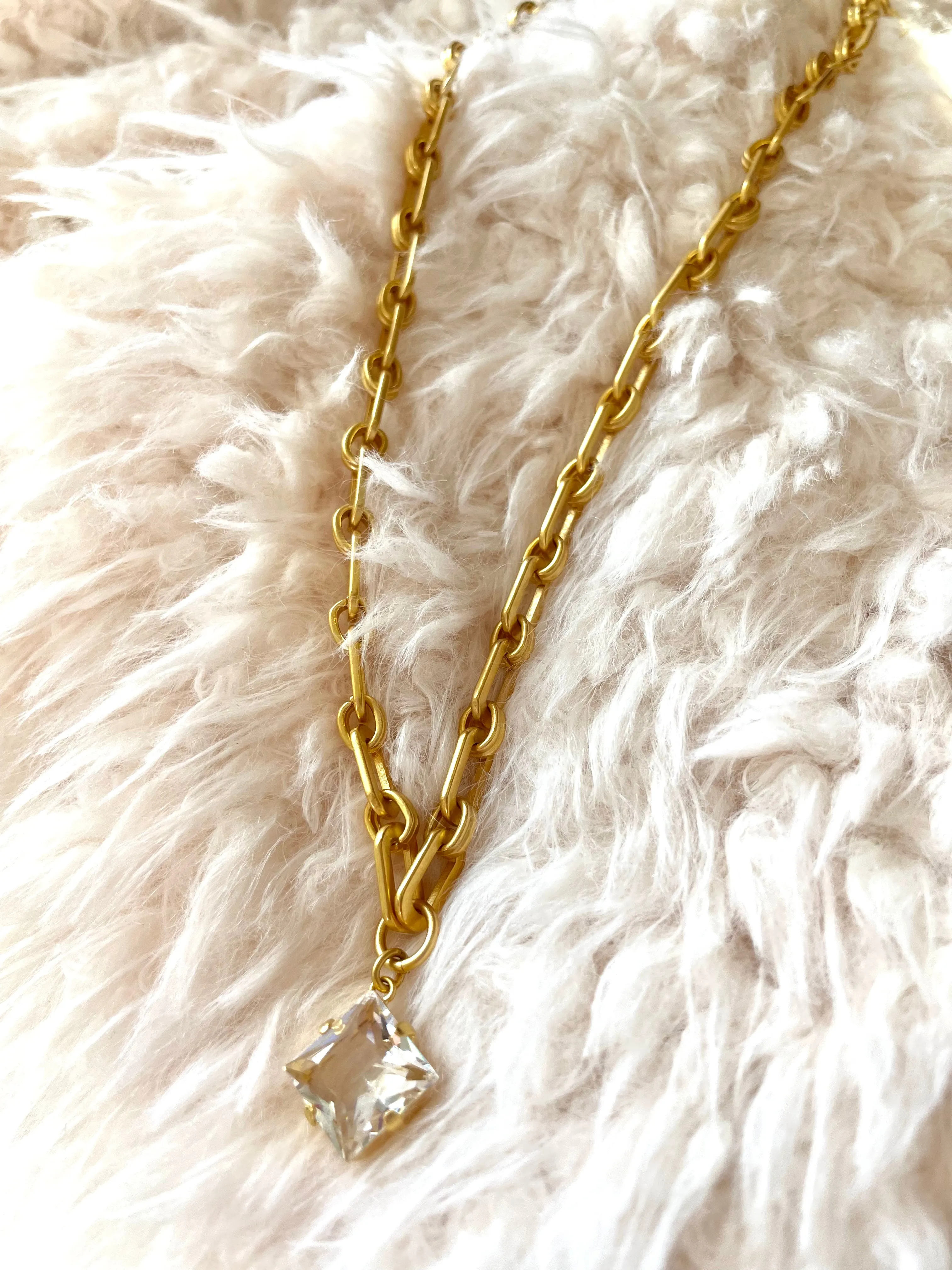 Princess Cut Crystal Necklace