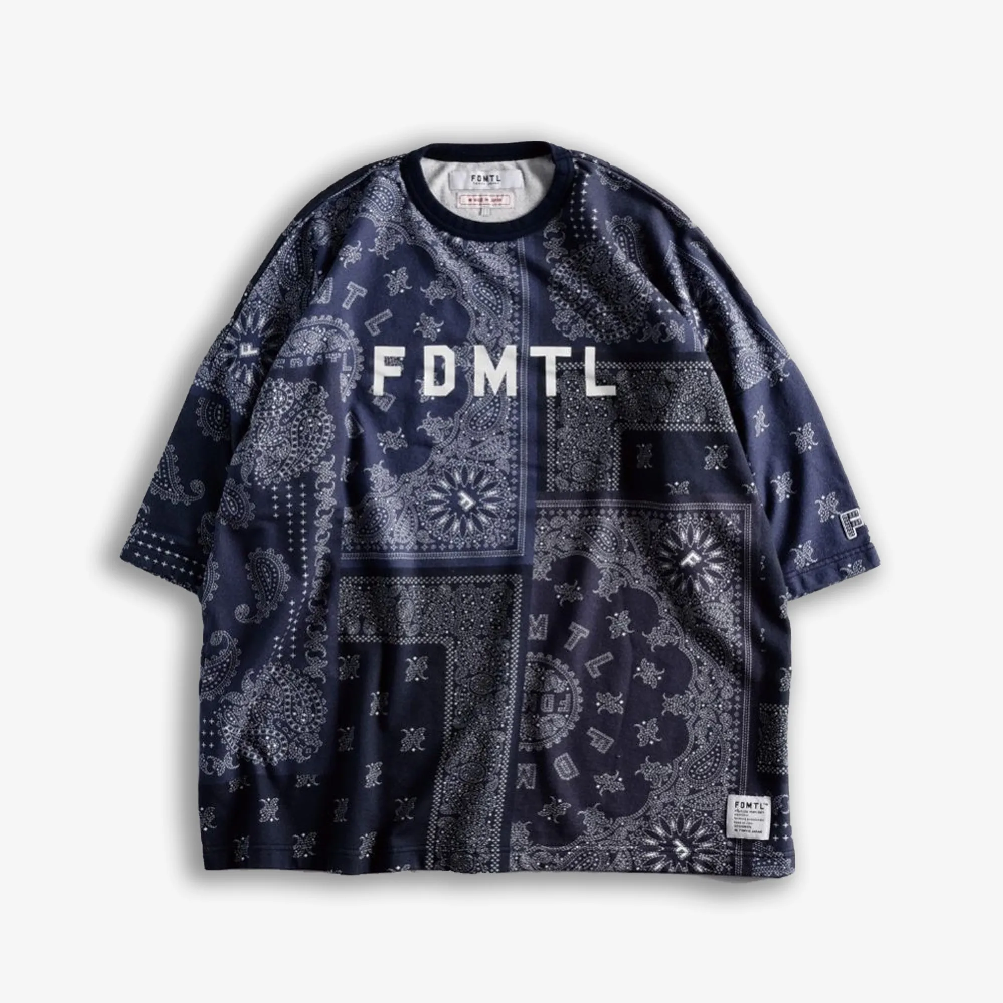 PRINTED PATCHWORK SWEAT TEE 'NAVY'