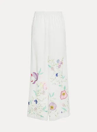 "HEAVEN" EMBROIDERED CREPE PANTS