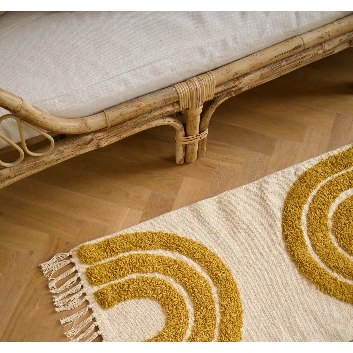 Rainbow Medium Rug- Mustard