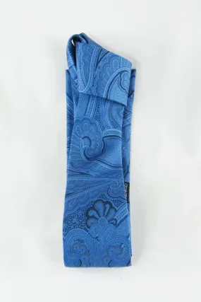 RAKE 100% Silk Blue Paisley Print Square Bottom Modern Tie (59)