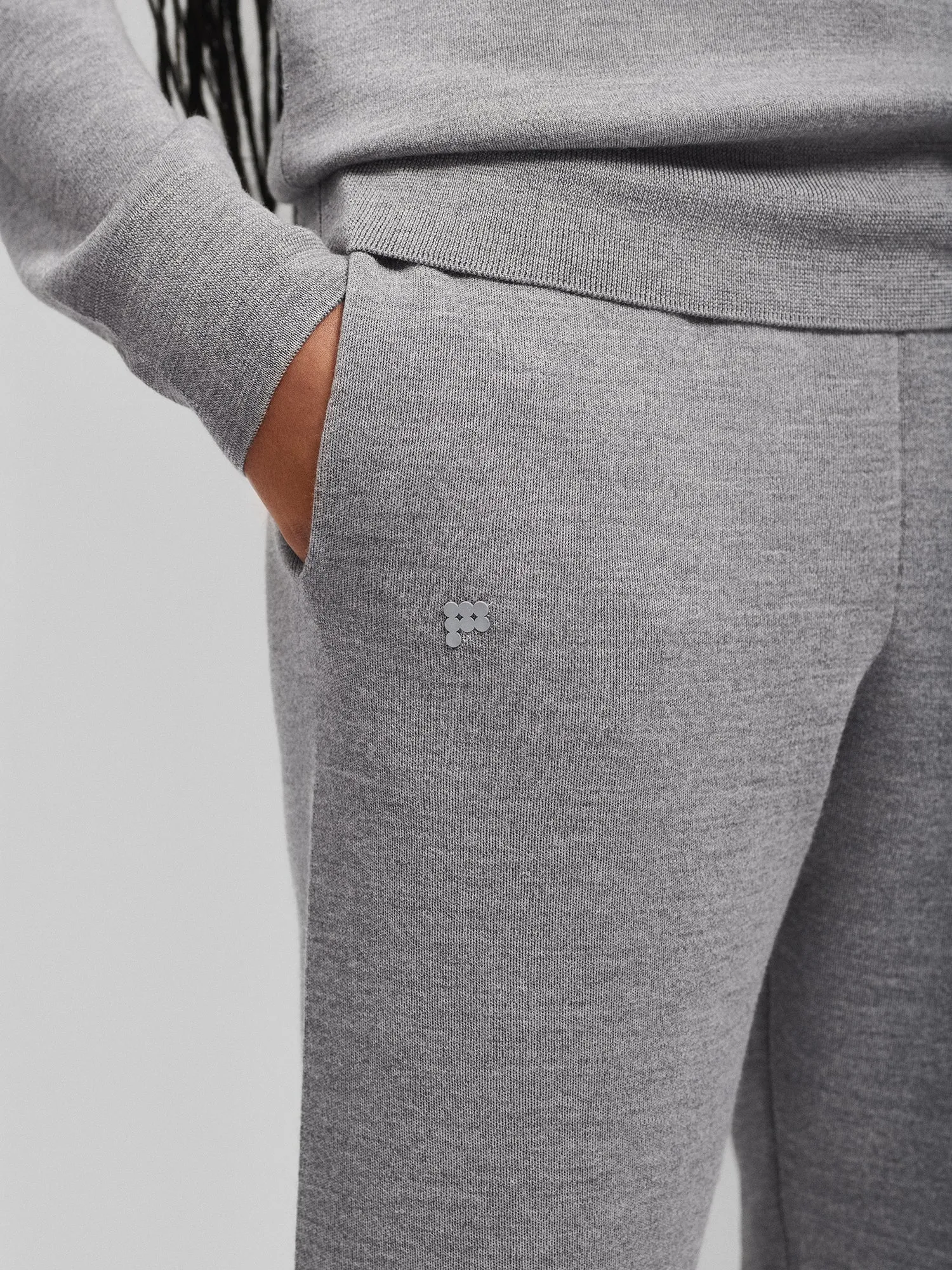 Regenerative Merino Wool Track Pants—grey marl