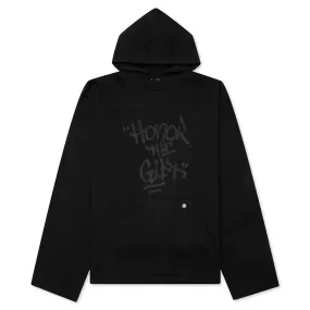 Script Embroidered Hoodie - Black