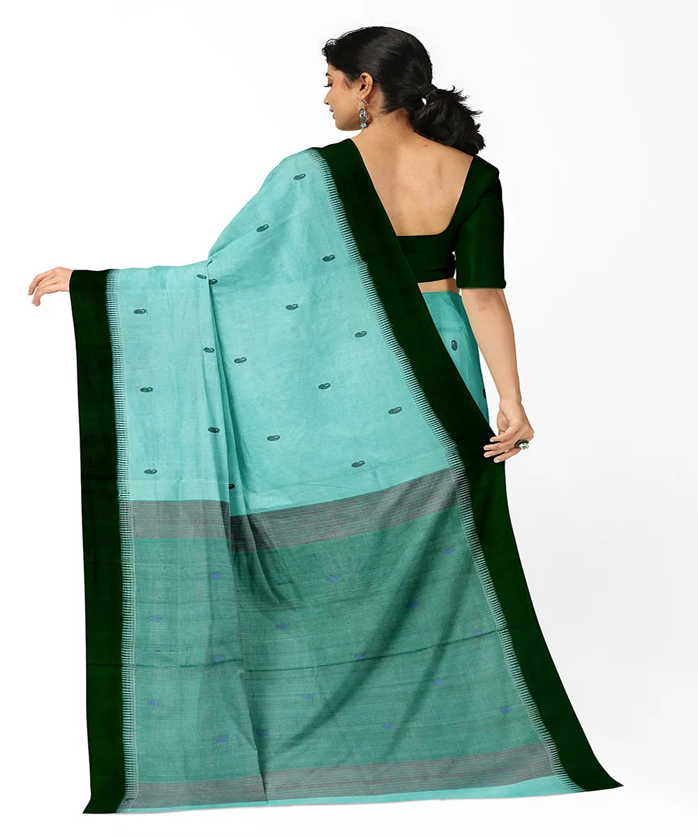 Sea blue black butta handwoven rajahmundry cotton saree