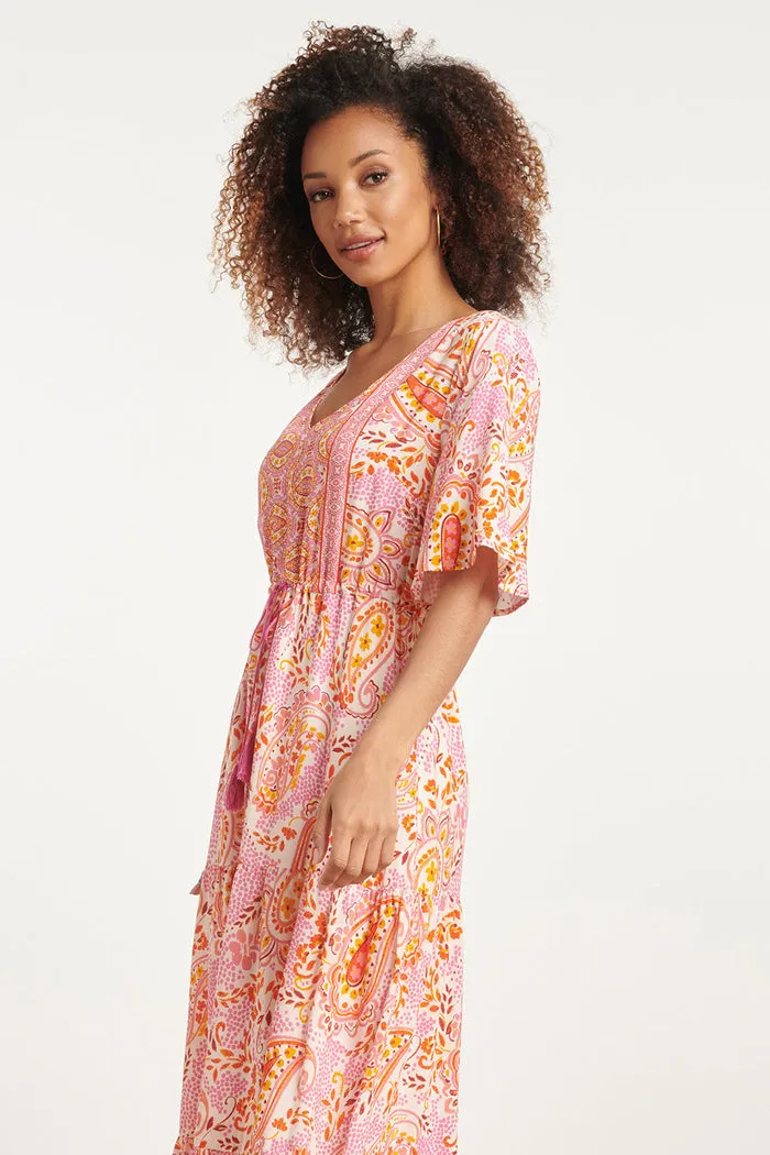 Smashed Lemon Paisley Print Maxi Dress