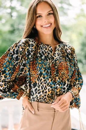 So Inviting Brown Floral Blouse