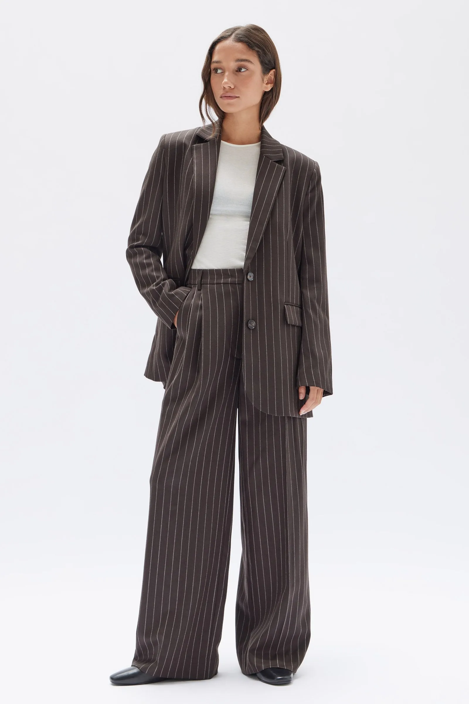 Sofia Wool Pinstripe Pant