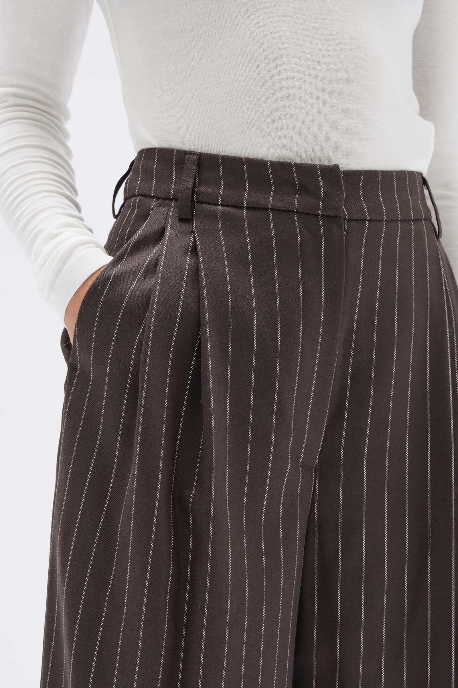 Sofia Wool Pinstripe Pant