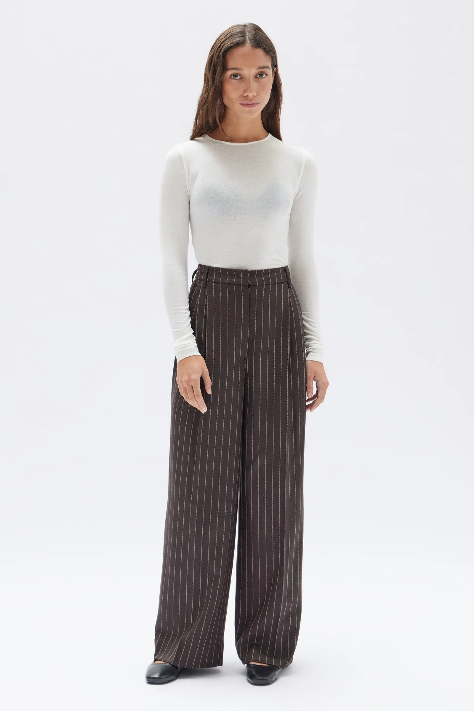 Sofia Wool Pinstripe Pant