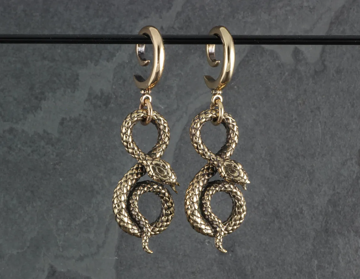 Spiral Snake Gauged Spiral Earrings - Bronze