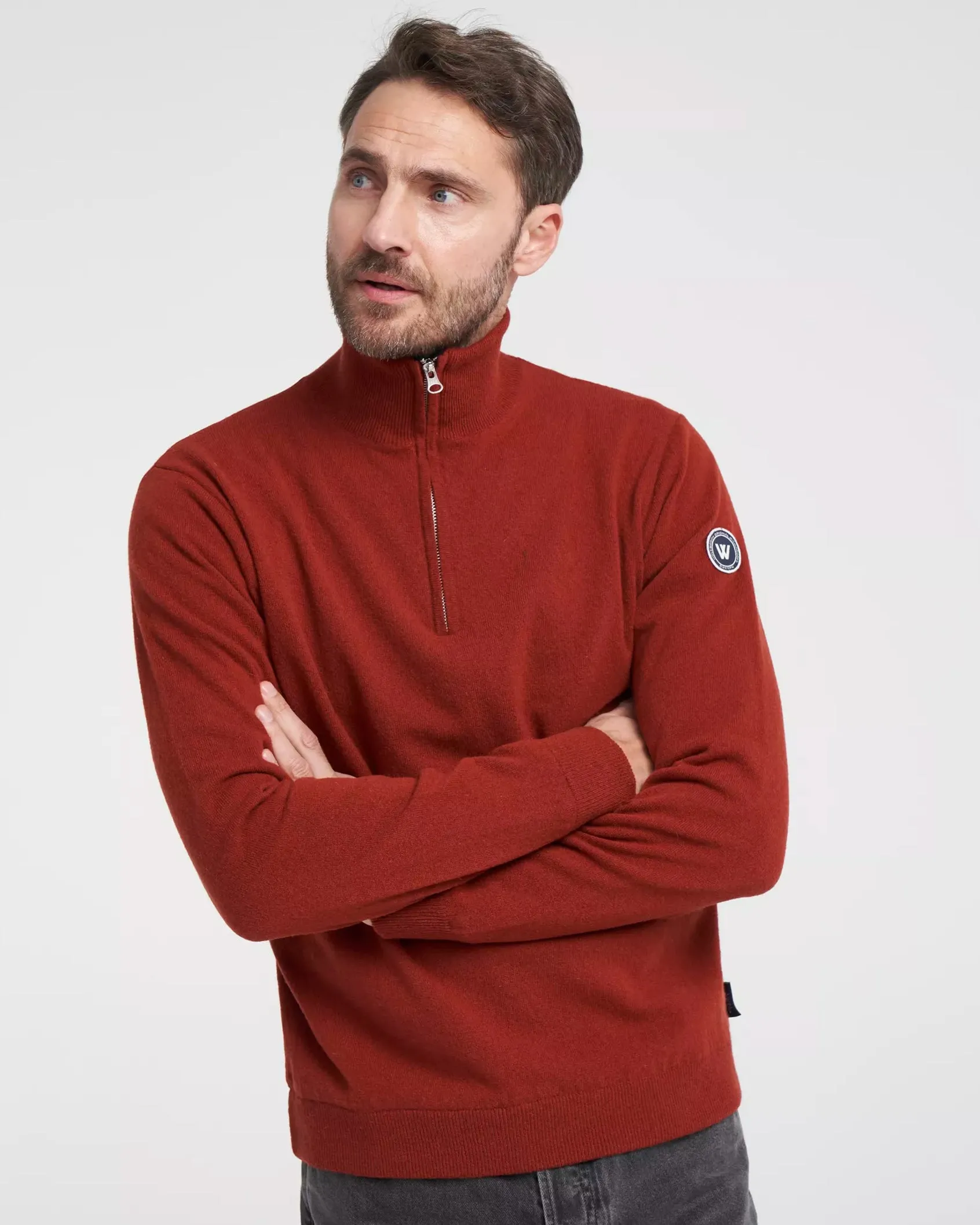 Stellan Zip Neck Knit Maple Red