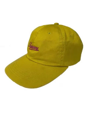 Supreme Script Logo 6-Panel Cap Mustard/Pink [SS17][USED]