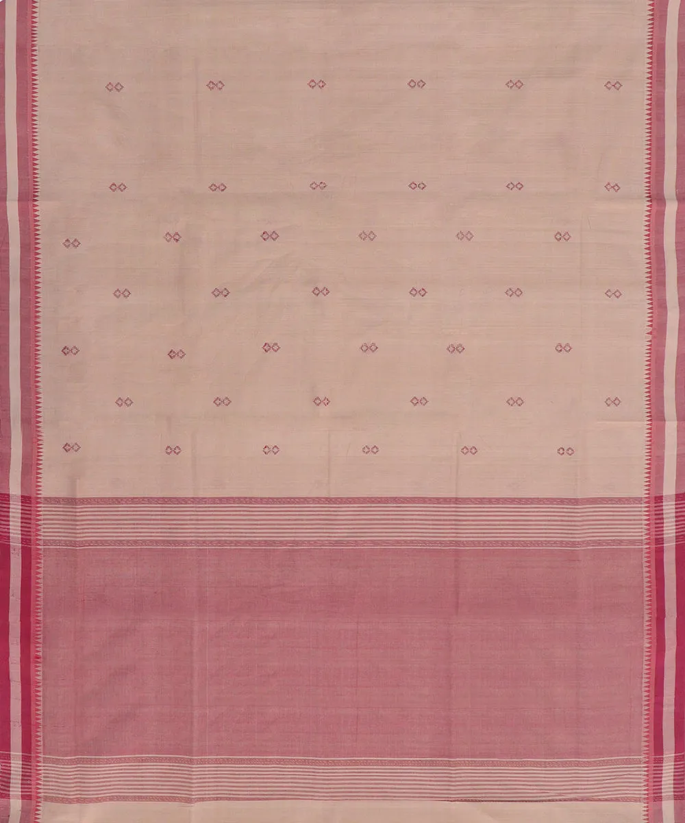 Tan brown plain butta handwoven rajahmundry cotton saree