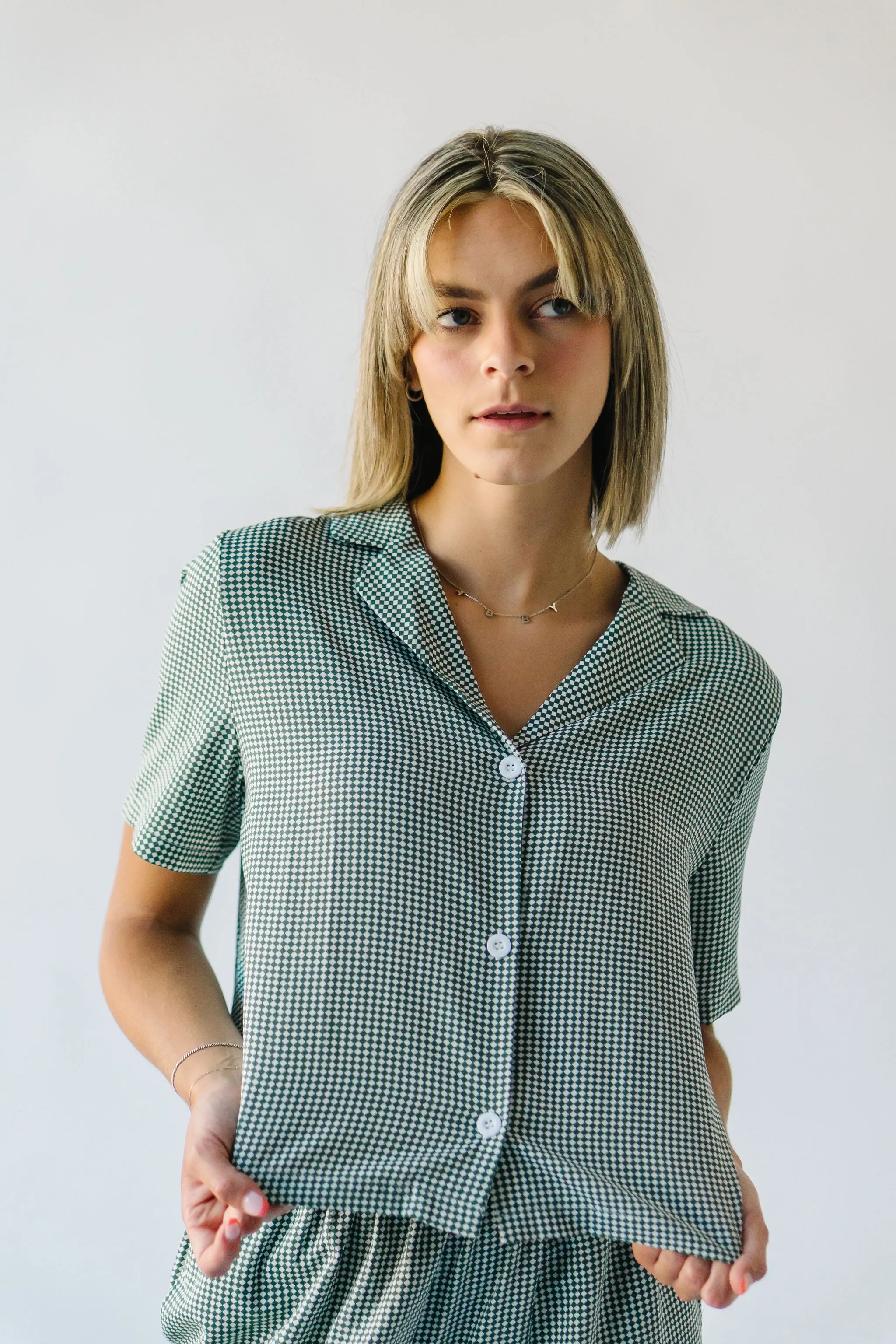 The Barstow Checkered Blouse in Green