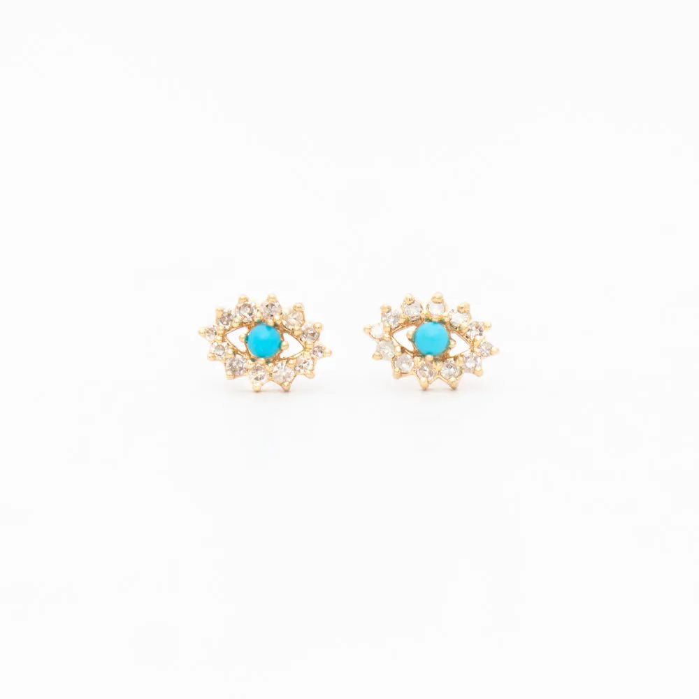 Turquoise & Diamond Evil Eye Studs