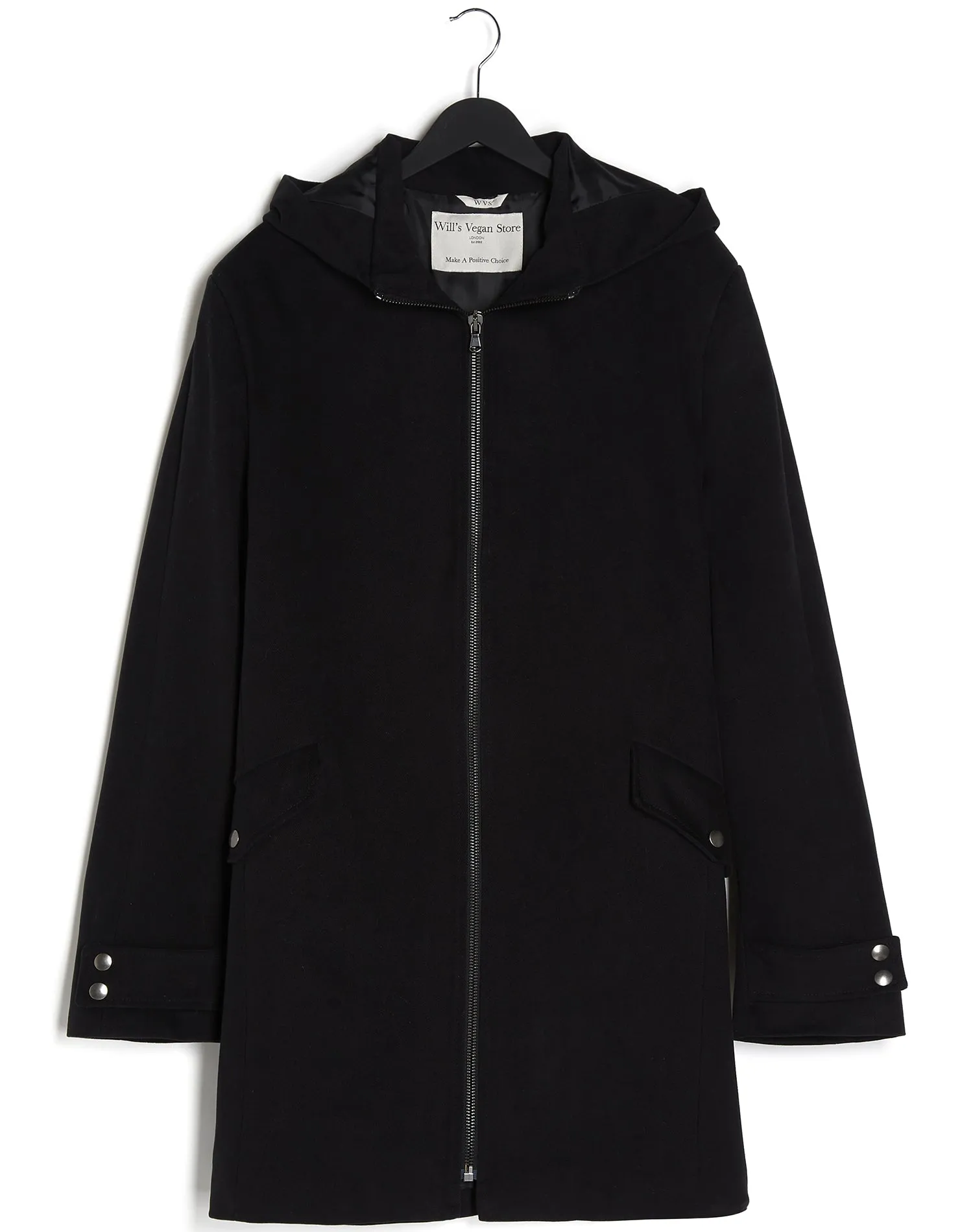 Vegan Wool Hooded Coat