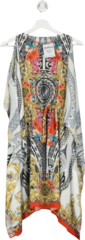 VERSACE COLLECTION White Barqoue Print Tie Waist Cover Up Dress UK 6