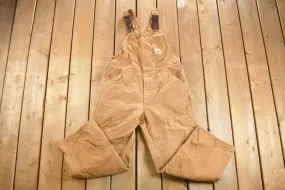 Vintage 1980s Carhartt Double Knee Quilted Canvas Overalls / Made In USA / Utility Overalls / Vintage Workwear