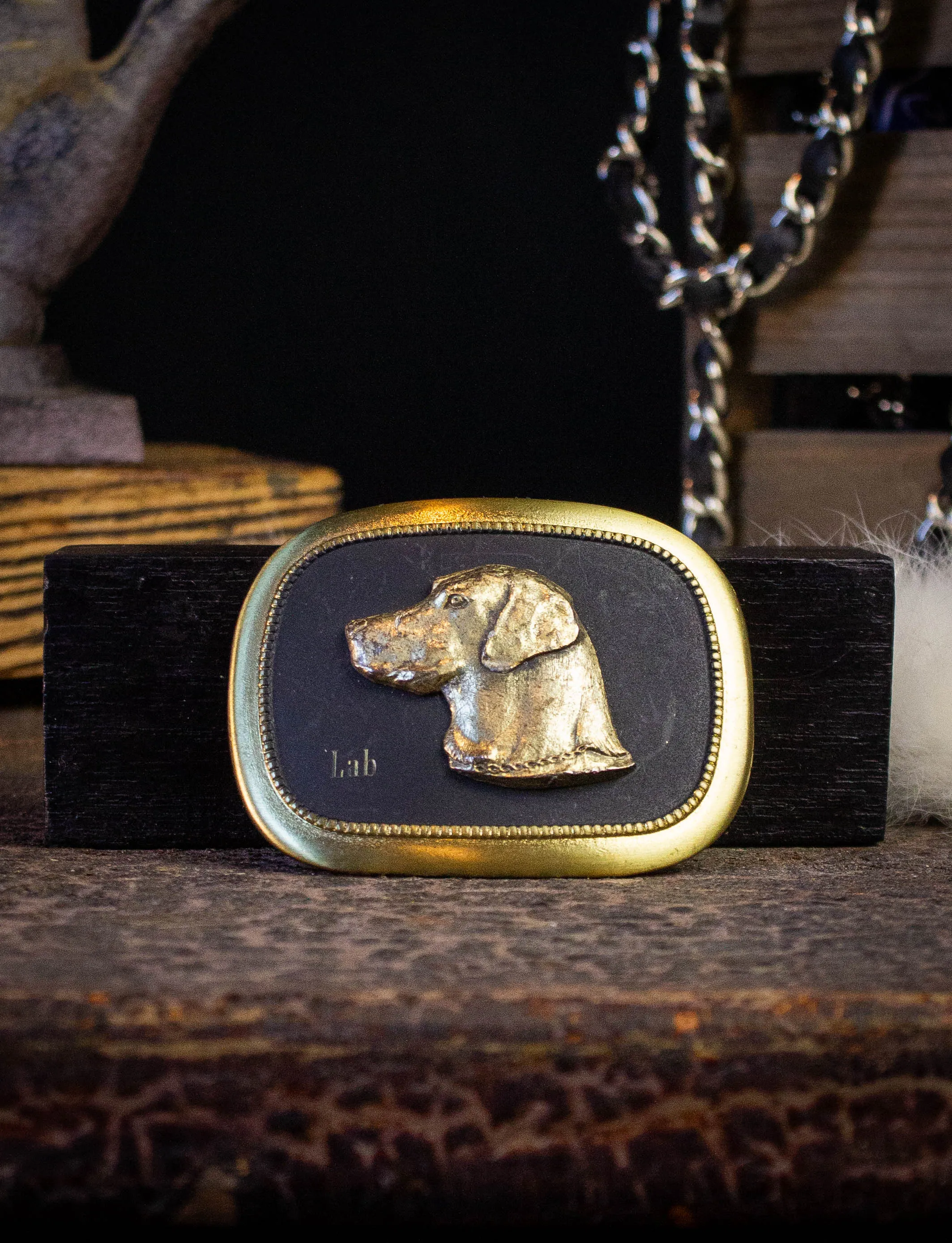 Vintage Dog Brass Belt Buckle