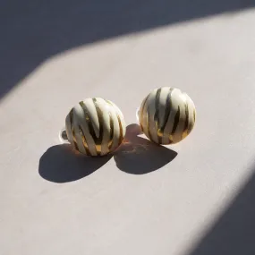 Vintage Domed Enamel Clip-On Earrings