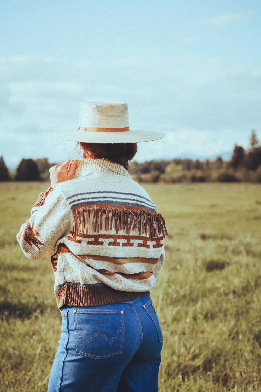 Vintage Southwest Cropped Fringe Sweater