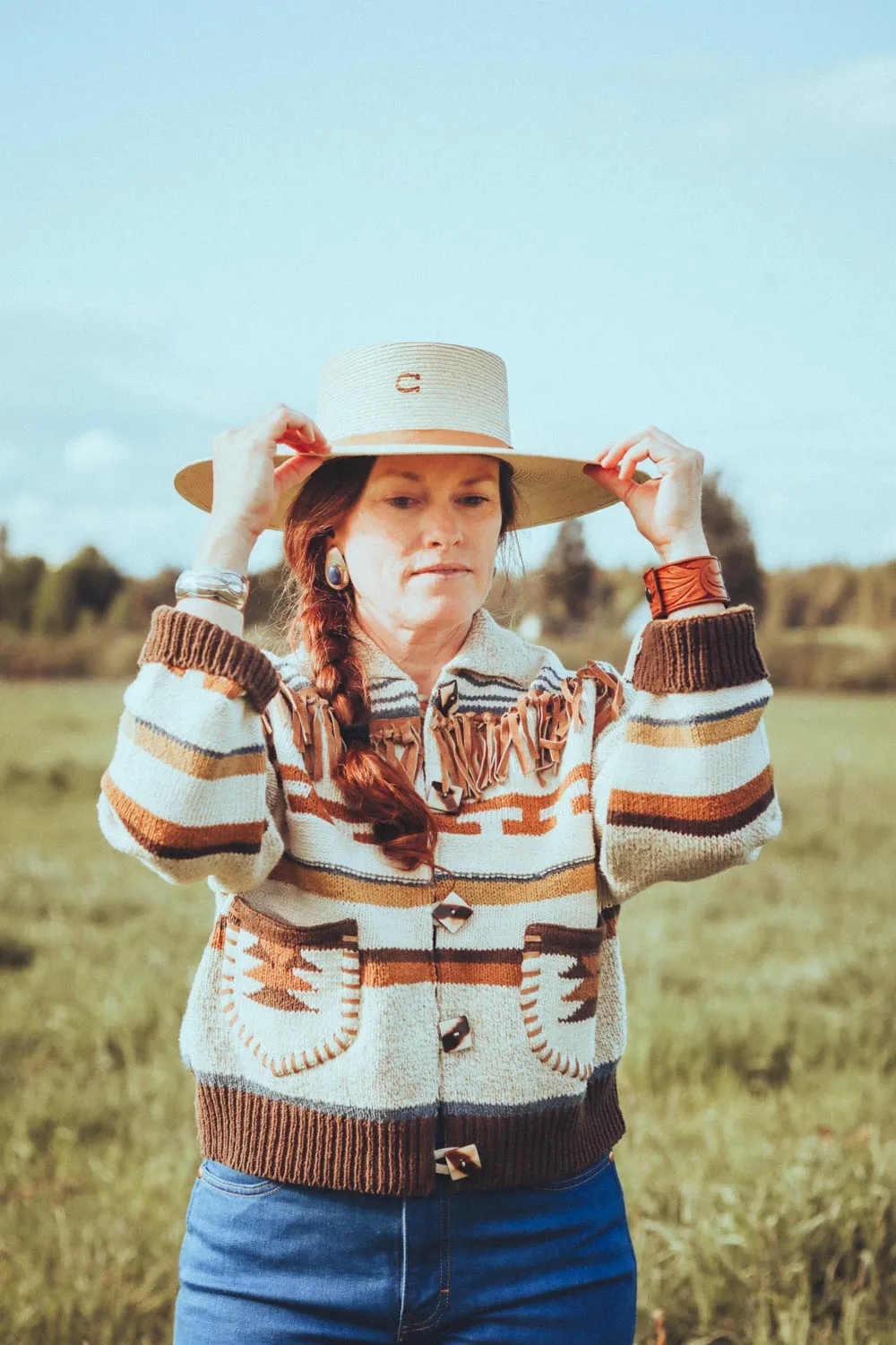 Vintage Southwest Cropped Fringe Sweater